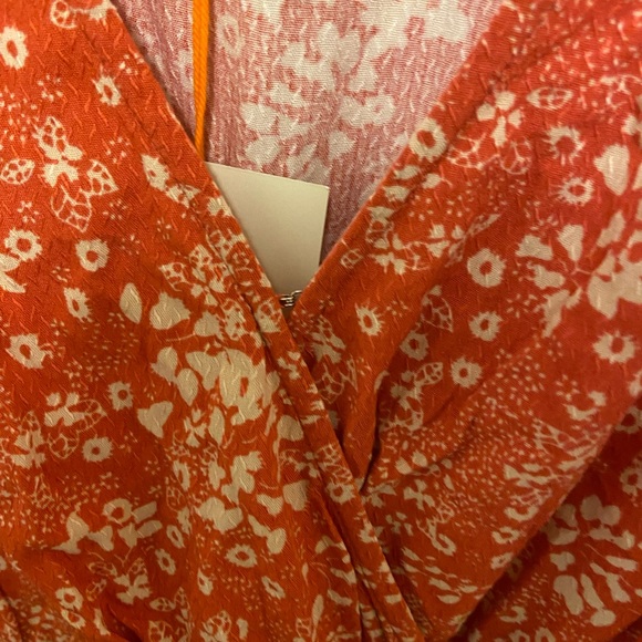 A NEW DAY Orange and Cream Tropical Floral Short Sleeve Sheer Maxi Dress XXL - Picture 8 of 10